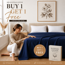 (Single Flat Sheet, Navy Blue) Buy 1 Get 1 Free | 100% Egyptian Cotton Soft Flat Sheets in all Sizes UK