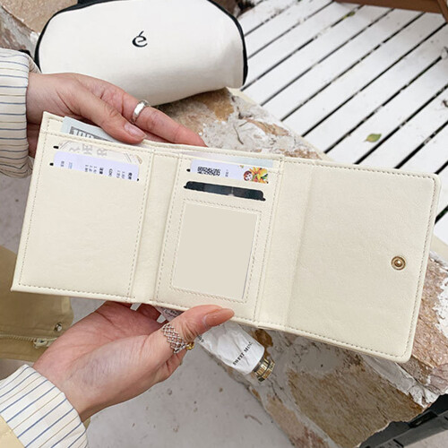 Modern Short Wallet Compact Organizer With Coin Pocket-Date red 2