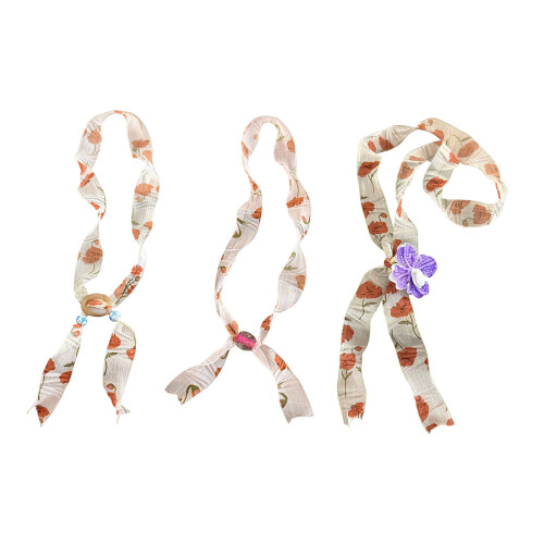 Collier écharpe en perles artisanal unique avec des fleurs-B 2