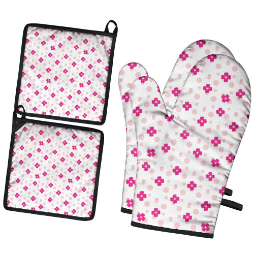 Blommiga ugnsvantar, set med 2 st, 18 x 30 cm