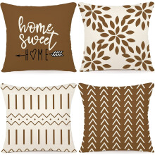 Housses de coussin 45 x 45 cm, lot de 4, lin décoratif moderne