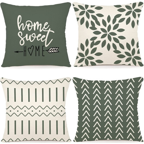 Fodere per cuscini moderne in lino, set da 4 pezzi (50x50 cm)