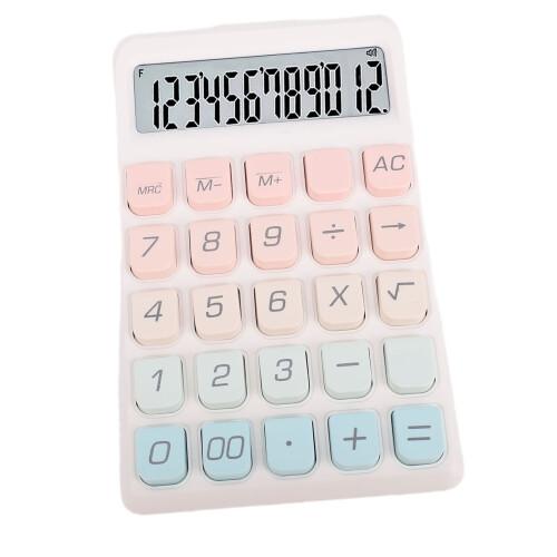12-stelliger Taschenrechner, weißes ABS, 10,3  16,5 cm