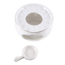 Ceramic teapot warmer with candle tray white