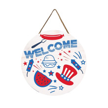 30cm Round Wooden Independence Day Door Sign