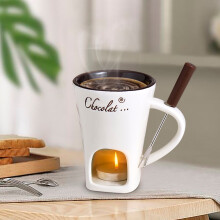 Personal Fondue Mugs Set Ceramic White 2-Piece