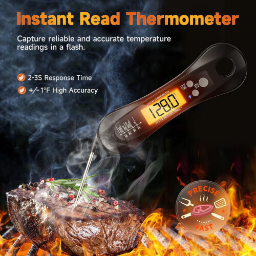 Digitales Grillthermometer mit klappbarem Drahtfühler
