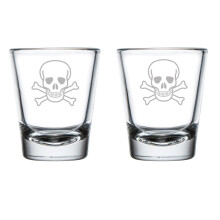 Set van 2 shotglaasjes met doodskop en gekruiste botten (1,75 oz)