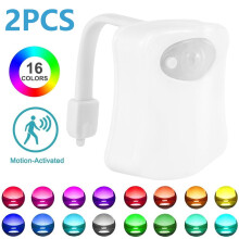2-Pack Motion-Activated Toilet Night Light, 16-Color LED