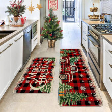 Christmas Kitchen Rug Set 2pcs – Non-Slip Washable
