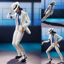 (white) Michael Jackson Smooth Criminal Action Figure Model, White Suit Moonwalk Dancing Pose Collectible Music Icon Figure