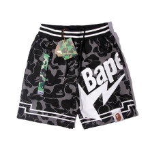(black, 3XL) Men’s camouflage letter-print shark shorts, straight-leg fit, with woven trim