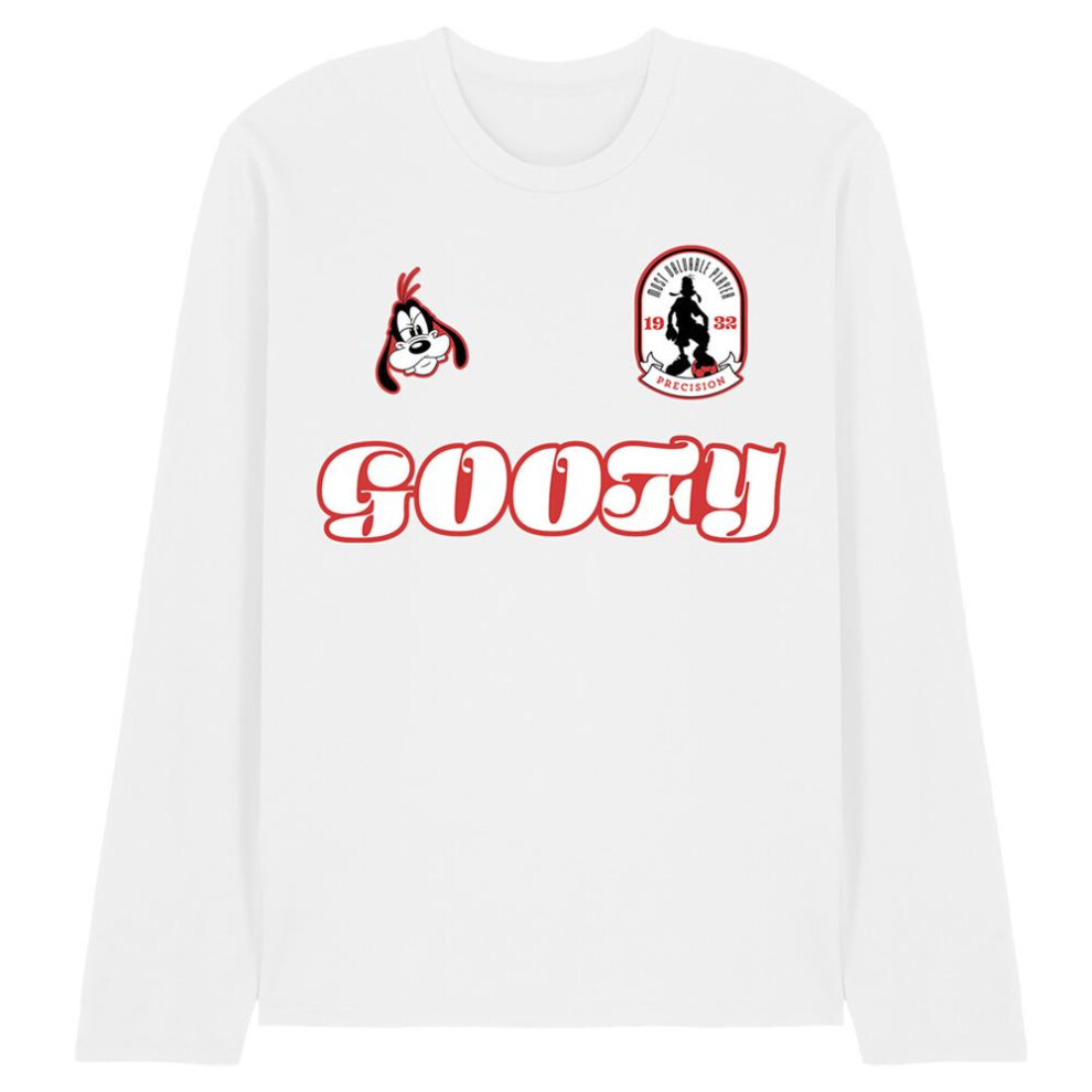 Disney (S, White) Unisex Adult Goofy Football Long-Sleeved T-Shirt