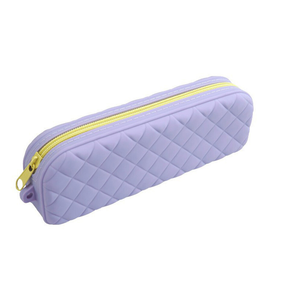 Soft Zippered Silicone Pencil Case Portable Cosmetics-Purple 7627001493384