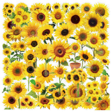 Autocollant thème Floral, étiquette PET étanche, 100-tournesol