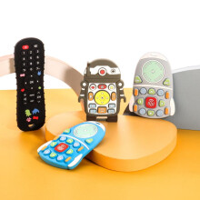 (blue) Baby Teether Food-Grade Silicone Anti-Finger Sucking Soothing Teething Toy Small Teether Remote Control Shape Chewable