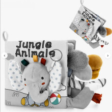 (yellow, 15*16cm) Black and White Tail Crinkle Book Baby Soft Cloth Book Tear-Resistant Teething Toy Infant Sensory Early Learning