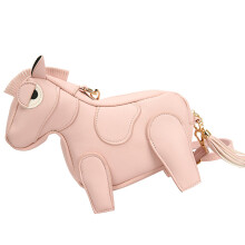 Cute Cartoon Horse Shoulder Bag With Fringes Detail And-Pink