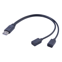 Flexibles USB-auf-zwei-Typ-C-Buchsen-Ladeverlängerungskabel für
