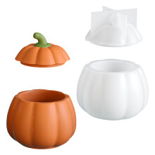 Flexible Silicone Pumpkin Canister Mould For Handmade Candle