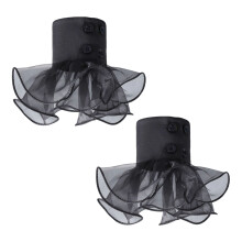 Atmungsaktive, abnehmbare Organza-Ärmel mit gewelltem-Schwarz