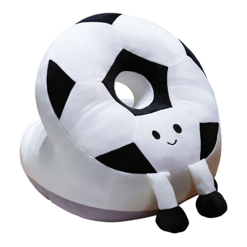 Oreiller de sieste mignon de conception de football pour-Noir