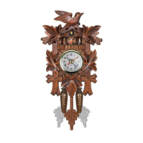 Retro Wooden Cuckoo Clock with Pendulum – Solid Wood,