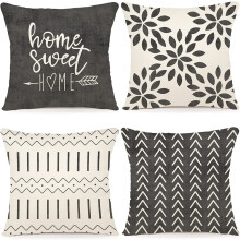 Housses de coussin modernes en lin, 45 x 45 cm, lot de 4