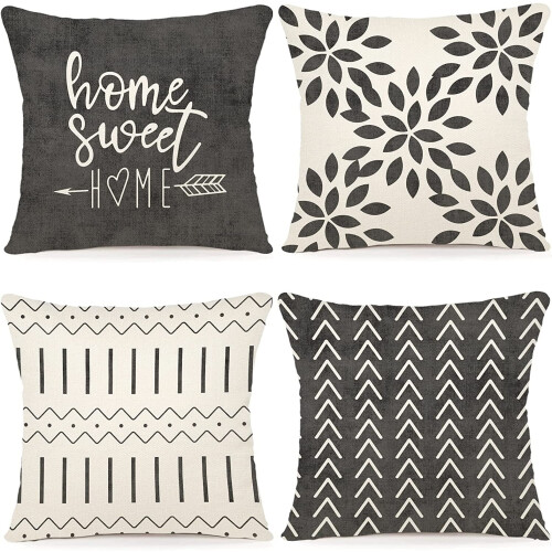 Μαξιλαροθήκες Μοντέρνες Λινό 18x18 ίντσες Σετ 4 τεμαχίων