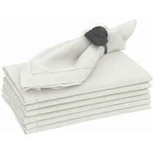Servetter i linne och bomull, set med 12, 50x50 cm, elfenben