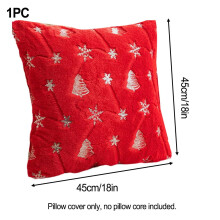 Funda de almohada de felpa con lentejuelas en forma de copo de nieve, roja y plateada, 45 cm (18 pulgadas)