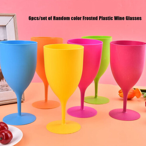 Frosted Plastic Wine Glasses Set, 6 pcs, 300ml