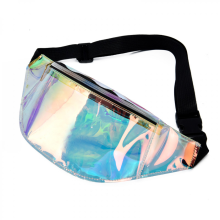 Riñonera holográfica translúcida para la playa y viajes, ideal para mujeres.