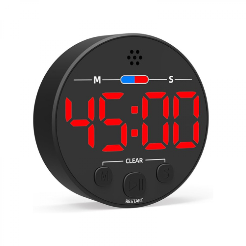 Visual Digital Timer with LED Display - Ideal for Kitchen, Red