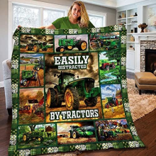 Green Tractor Sherpa Blanket 150x200cm