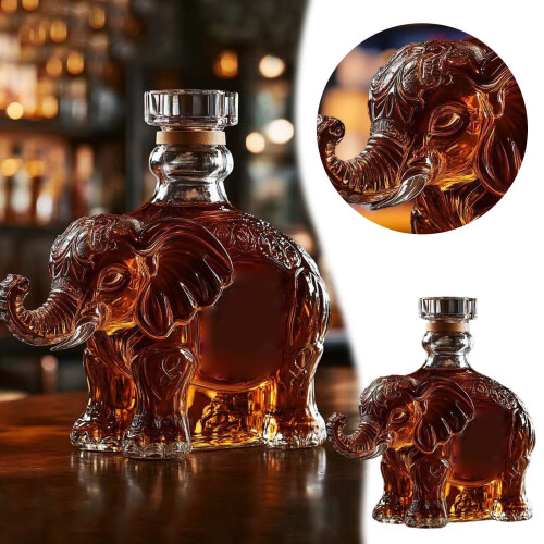 Bouteille de whisky en forme d'éléphant avec gravure, 1 pièce 1