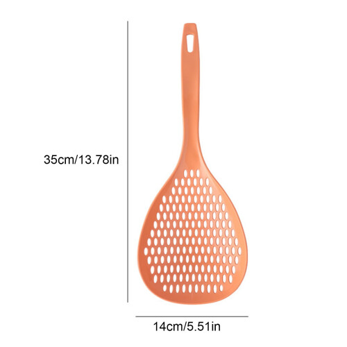 Plastic strainer scoop for pasta draining, white and orange 2