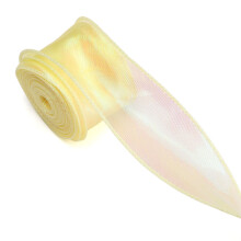 Glitters Tulle Ribbon Nylon Fabric For Hair Accessories-Yellow