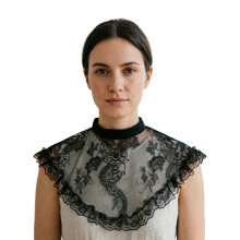 Elegant Lace Detachable Collar Shawl with Flower Design For