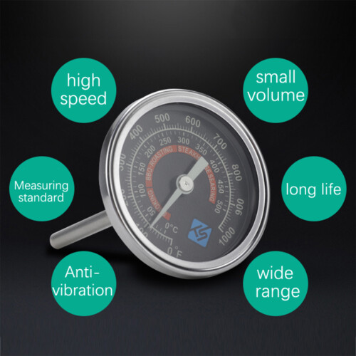 Extra Long Probe Grills Thermometers with Color Zone Rustproof 1