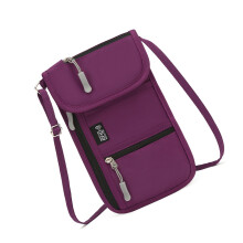 Secure Anti Theft Passport Pouch Blocking Neck Wallet-Purple