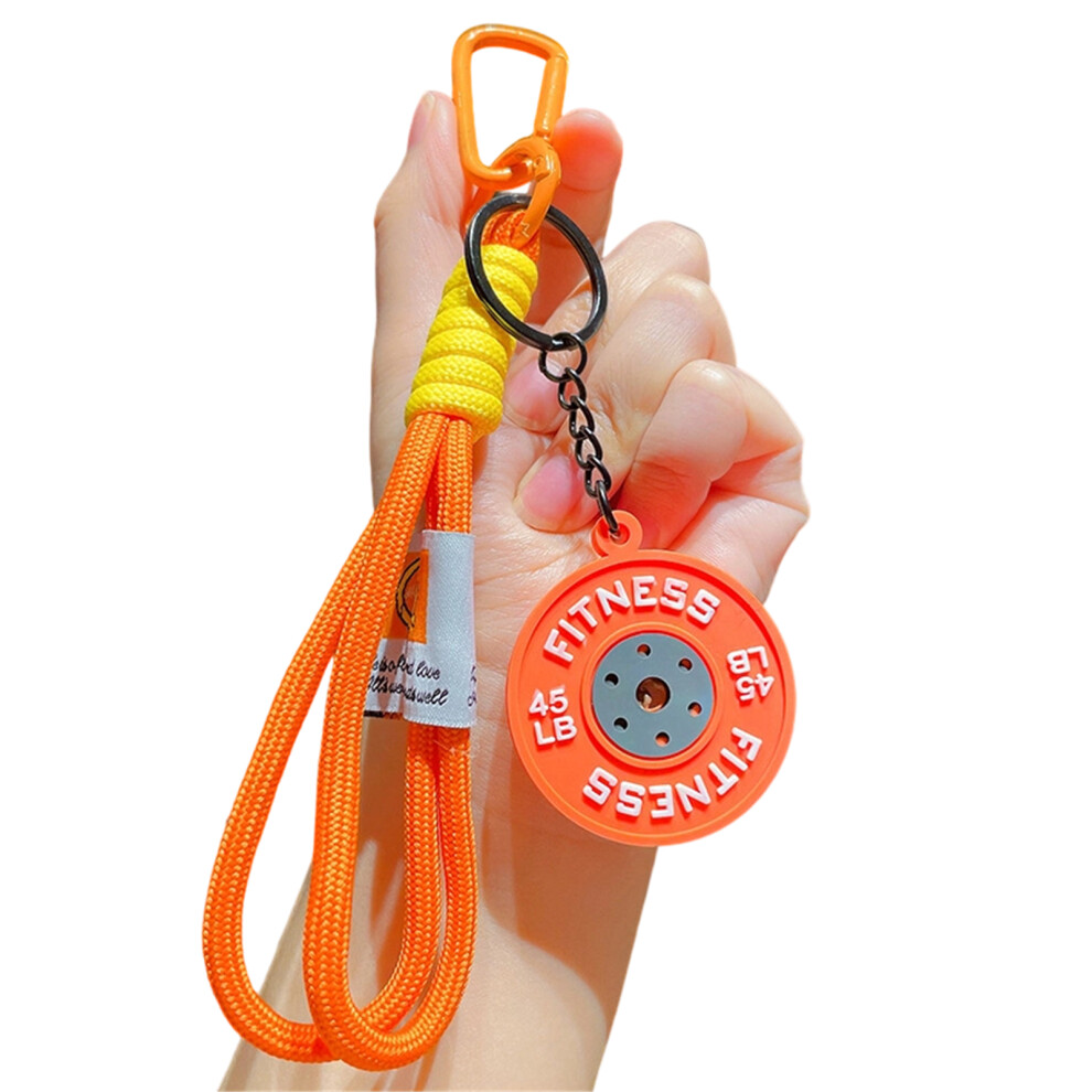 Creative Cartoon Barbell Keychain Bag Charm For Fitness- Orange 7709000776900
