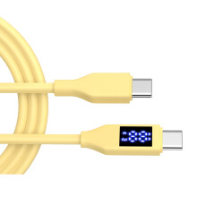Dubbele USB C-kabel met digitaal display 60 W Snel opladen-geel