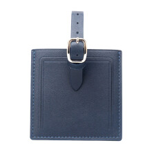 Friendly PU Leather Luggage Labels Square Wear Resistant-Blue