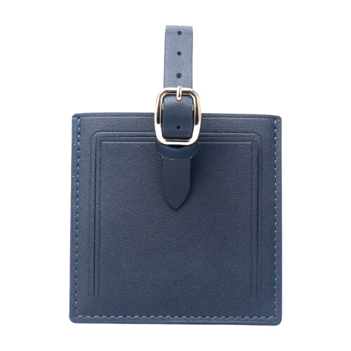 Friendly PU Leather Luggage Labels Square Wear Resistant-Blue