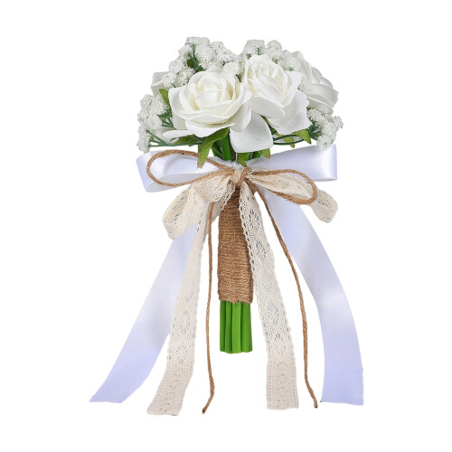 Traditionelles weißes Stoffblumen-Brautgesteck,-B S