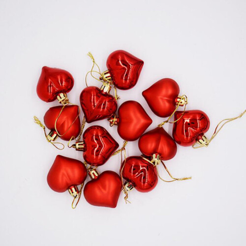 Valentinstag-Herzanhänger, roter Kunststoff, 12er-Pack 1
