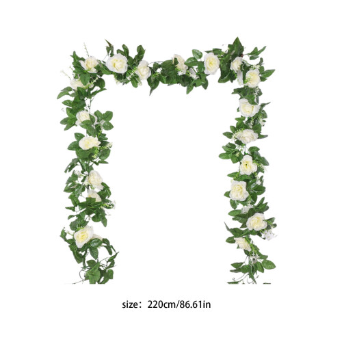 Hvit roserankegirlander 220 cm til Valentinsdagsdekorasjon 2