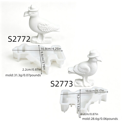 2Pcs Bird Shape Silicone Molds Easy Demolding for Hamdmade 2