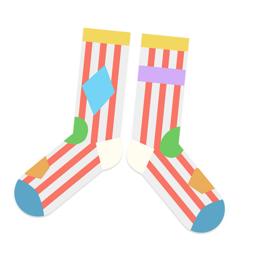 Chaussettes empilées à la mode avec des bas à rayures-ROUGE